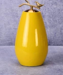 The-Golden-Triangle-India Vases Cyra Yellow Ceramic Vase