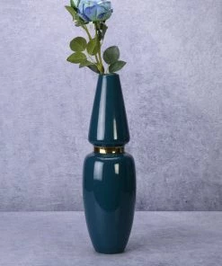 The-Golden-Triangle-India Terra Teal Ceramic Vase Vases