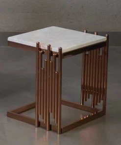 The-Golden-Triangle-India Marmol - Marble And Metal Side Nesting Table Furniture