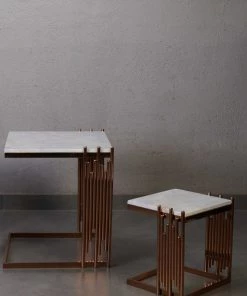 The-Golden-Triangle-India Marmol - Marble And Metal Side Nesting Table Furniture