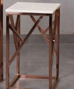 The-Golden-Triangle-India Furniture Fresco - Marble And Metal Side Table