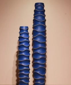 The-Golden-Triangle-India Origami Wooden Vases - Spiral Blue