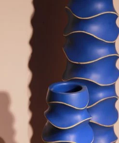 The-Golden-Triangle-India Origami Wooden Vases - Spiral Blue