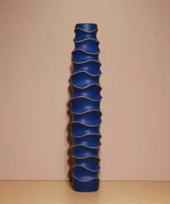 The-Golden-Triangle-India Origami Wooden Vases - Spiral Blue