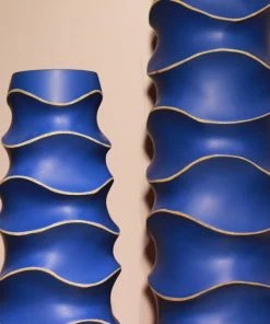 The-Golden-Triangle-India Origami Wooden Vases - Spiral Blue