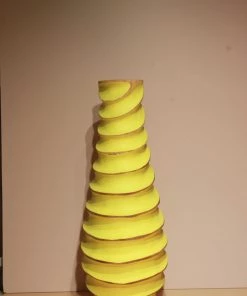 The-Golden-Triangle-India Origami Wooden Vases - Curvy Yellow