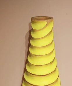 The-Golden-Triangle-India Origami Wooden Vases - Curvy Yellow