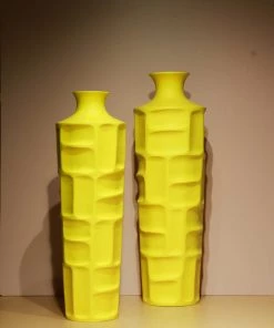 The-Golden-Triangle-India Origami Wooden Vases - Boxes Yellow