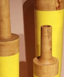 The-Golden-Triangle-India Origami Wooden Vases - Block Yellow