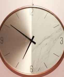 The-Golden-Triangle-India Sale Sten White Marble Tone Copper Wallclock