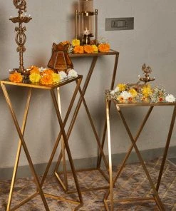 The-Golden-Triangle-India Furniture Vidrio - Glass And Metal End Table
