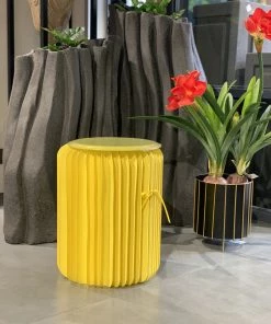 The-Golden-Triangle-India Nadide Foldable Cardboard Pouffe Yellow Sale