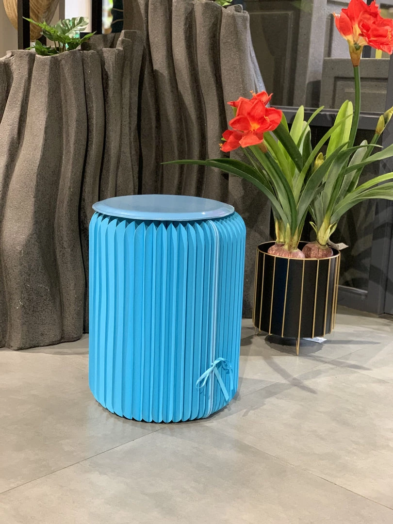 The-Golden-Triangle-India Nadide Foldable Cardboard Pouffe Blue Sale 3 The-Golden-Triangle-India Nadide Foldable Cardboard Pouffe Blue Sale