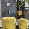 The-Golden-Triangle-India Furniture Sevim Plush Storage Pouffe Mustard