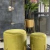 The-Golden-Triangle-India Sevim Plush Storage Pouffe Olive Green