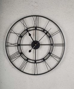 The Golden Triangle India Amargo - Roman Wall Clock - Triple Rim - Black