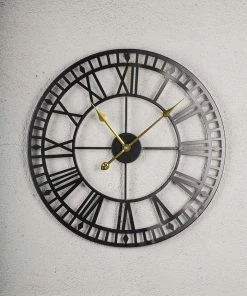 The Golden Triangle India Wall Clocks Amargo - Roman Wall Clock - Triple Rim With Gold Hands