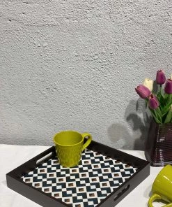 The-Golden-Triangle-India Tableware Seamless Geometric Wooden Tray - Square