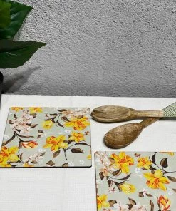 The-Golden-Triangle-India Summer Floral Trivets (Set Of 2) Tableware