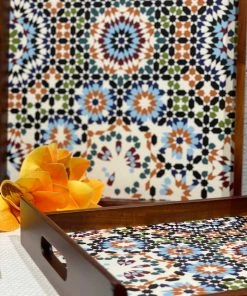 The-Golden-Triangle-India Moroccan Mosaic Wooden Tray Tableware