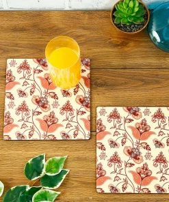 The-Golden-Triangle-India Flourish Tile Wooden Trivets (Set Of 2) Tableware