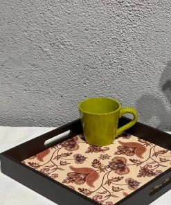 The-Golden-Triangle-India Flourish Tile Wooden Tray - Square