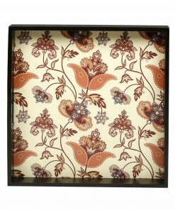 The-Golden-Triangle-India Flourish Tile Wooden Tray - Square