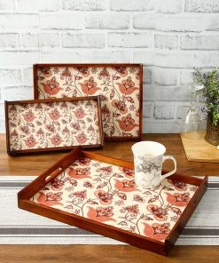 The-Golden-Triangle-India Tableware Flourish Tile Wooden Tray