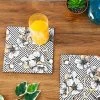 The-Golden-Triangle-India Modern Geometric Floral Wooden Trivets (Set Of 2) Tableware