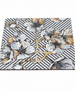 The-Golden-Triangle-India Modern Geometric Floral Wooden Trivets (Set Of 2) Tableware