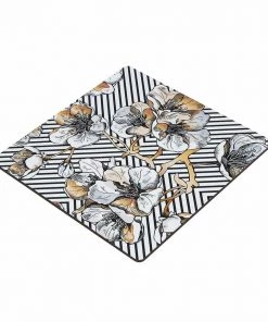 The-Golden-Triangle-India Modern Geometric Floral Wooden Trivets (Set Of 2) Tableware