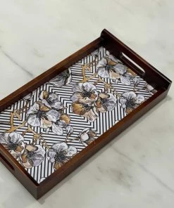 The-Golden-Triangle-India Modern Geometric Floral Wooden Tray