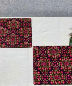 The-Golden-Triangle-India Floral Ornament Wooden Trivets (set Of 2) Tableware