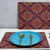 The-Golden-Triangle-India Tableware Floral Ornament Wooden Placemats (Set Of 2)
