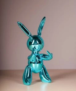 The-Golden-Triangle-India Hare - Metallic Bunny Rabbit Figurine - Blue Artefacts
