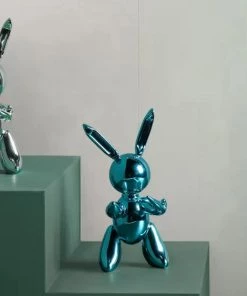 The-Golden-Triangle-India Hare - Metallic Bunny Rabbit Figurine - Blue Artefacts