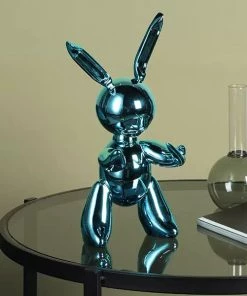 The-Golden-Triangle-India Hare - Metallic Bunny Rabbit Figurine - Blue Artefacts