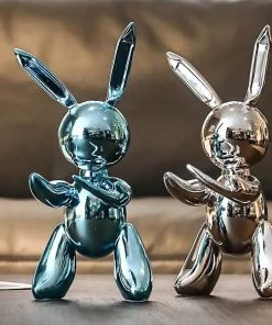 The-Golden-Triangle-India Hare - Metallic Bunny Rabbit Figurine - Blue Artefacts