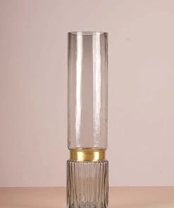 The-Golden-Triangle-India Carl Cylindrical Glass Vase - Smoke