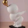 The-Golden-Triangle-India Chub - Chubby Man Posing Figurine With Metallic Base - White