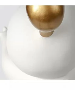 The-Golden-Triangle-India Chub - Chubby Man Posing Figurine With Metallic Base - White