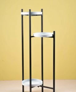 The-Golden-Triangle-India Blanc 3 Tier Planter Stand
