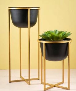 The-Golden-Triangle-India Matt Black Pot Planter