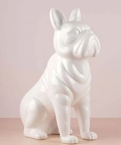 The-Golden-Triangle-India Artefacts Perro - Bulldog Figurine - White