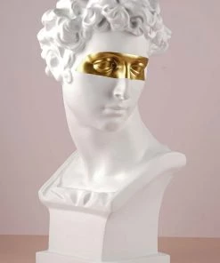 The-Golden-Triangle-India Sale Opus - Roman White Head Sculpture With Gold Eye Patch