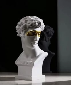 The-Golden-Triangle-India Sale Opus - Roman White Head Sculpture With Gold Eye Patch