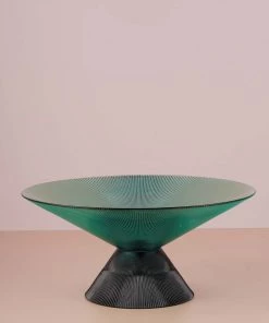 The-Golden-Triangle-India Vases Quin Embossed Glass Fruit Bowl - Green