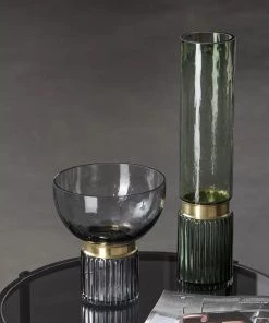 The-Golden-Triangle-India Carl Cylindrical Glass Vase - Green