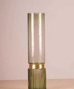 The-Golden-Triangle-India Carl Cylindrical Glass Vase - Green