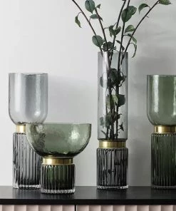 The-Golden-Triangle-India Cara Cylindrical Glass Vase - Green